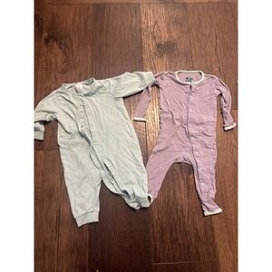 KicKee Pants and HM Baby Sleeper Bundle Rompers Purple Green 3-6M 2-4M